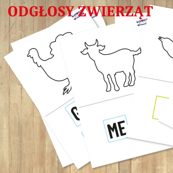 Odgłosy Zwierząt  - karty do nauki czytania metodą sylabową (PDF)